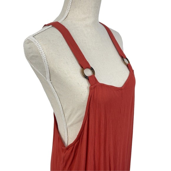 Topshop Womens Tort Ring Sleeveless Overalls Cropped Crepe Wide Leg Jumpsuit M - Picture 4 of 13